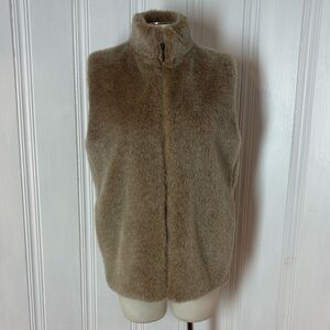 Option Elle by Tonia Debellis Faux Fur Vest – Soft Taupe Neutral | Like New